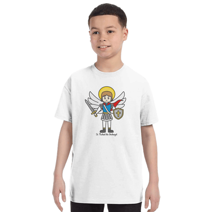 St. Michael the Archangel Kids T-shirt - Soft, Durable & Pre - Shrunk for Comfort - Heart & Halo