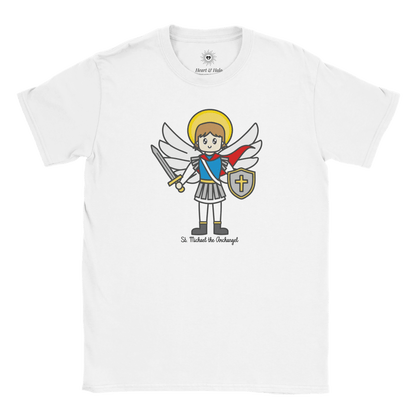 St. Michael the Archangel Kids T-shirt - Soft, Durable & Pre - Shrunk for Comfort - Heart & Halo