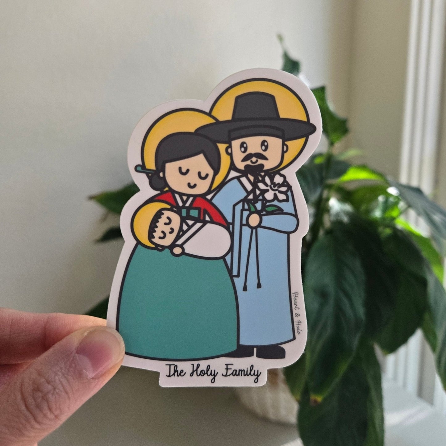 The Holy Family Korean 4" Waterproof Sticker - Heart & Halo